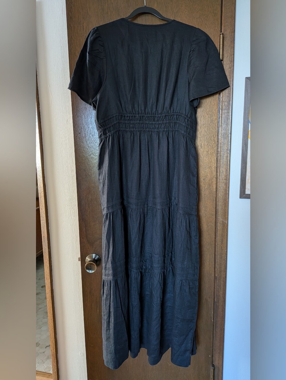 Quince Organic Cotton Poplin Tiered Maxi Dress, Black, Size L - Picture 3 of 4